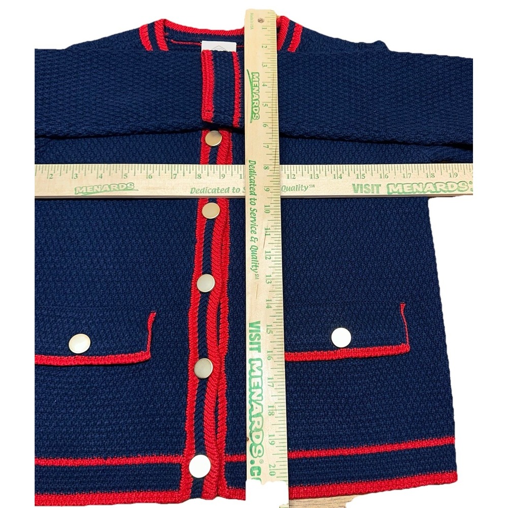 St. John's Bay Navy Blue Red Button Up Nautical Cardigan Knit Sweater Women's XS - Picture 9 of 9